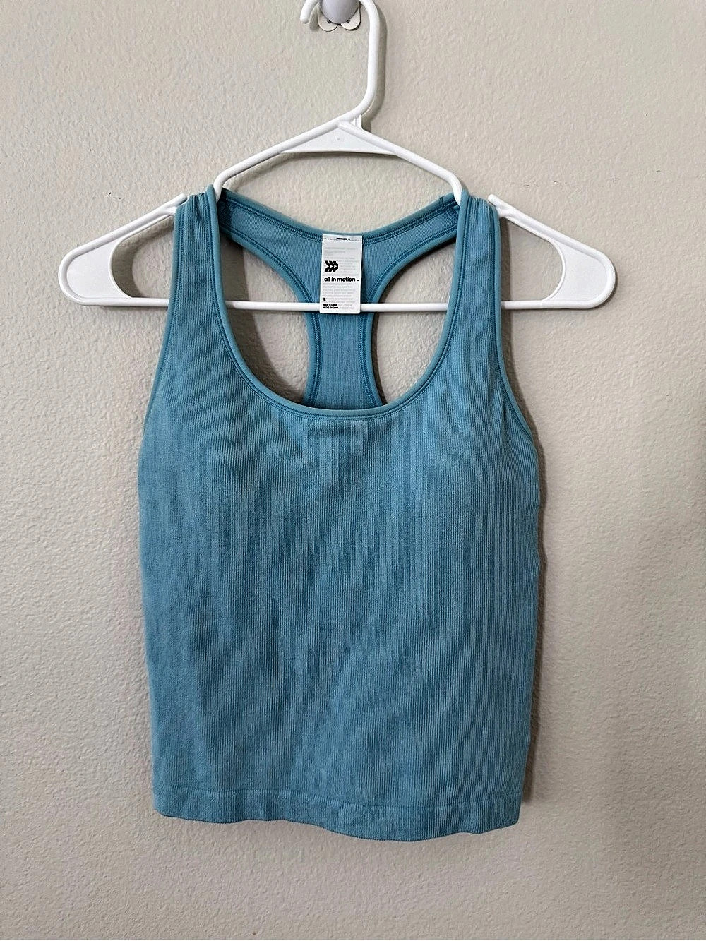 all in motion Seamless Ribbed Racerback Tank Top Blue Medium